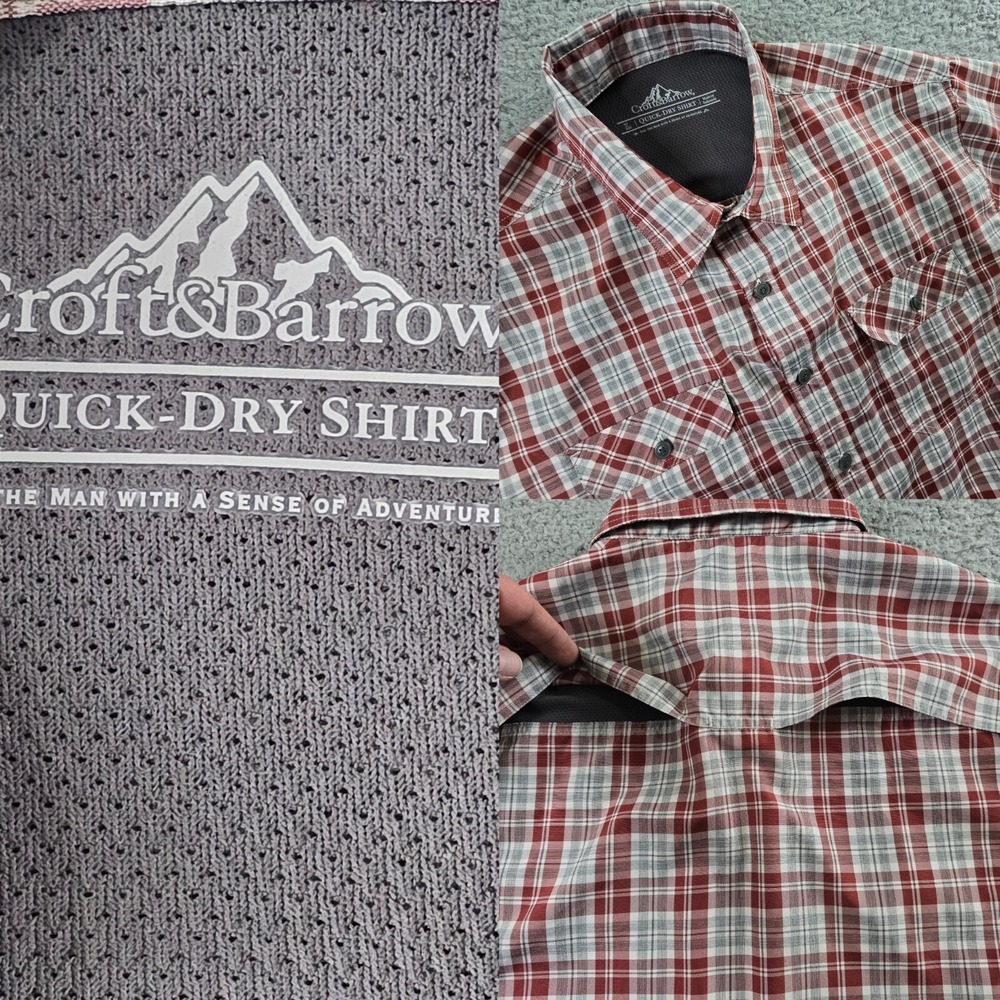 Croft & Barrow‎ Shirt Mens Large Plaid Quick Dry Vented Fishing Hiking Outdoors